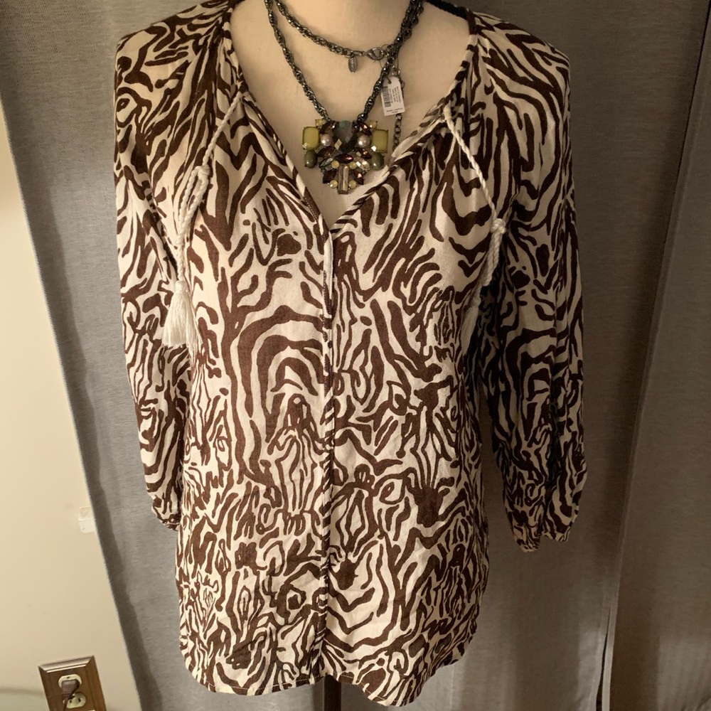 Lilly Pulitzer, Brown/White Zebra Top, S, EUC